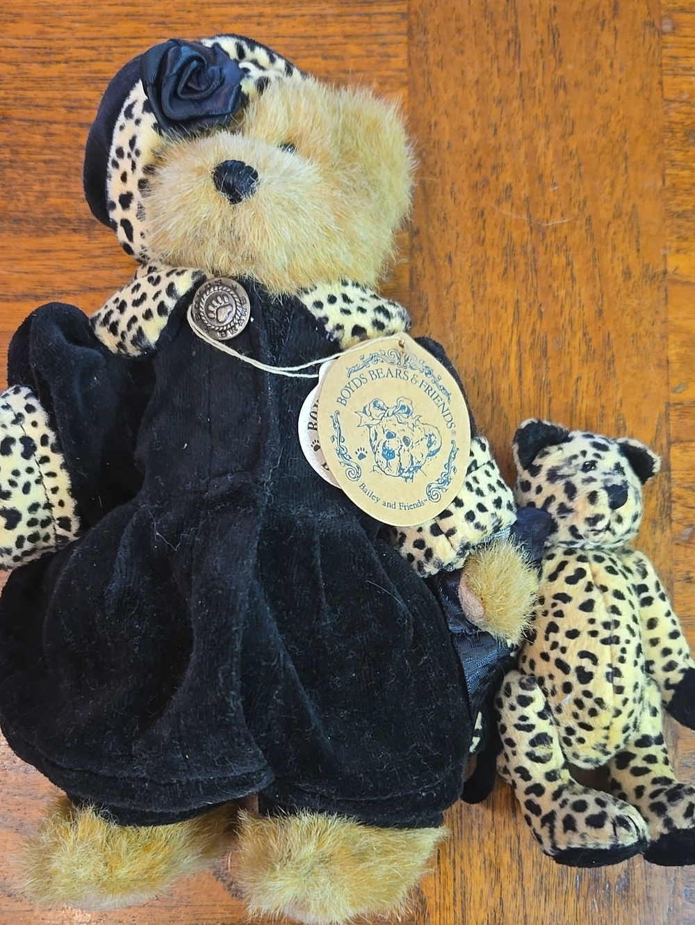 Boyds Bears Black Velvet & Leopard Print Teddy Bear Duo